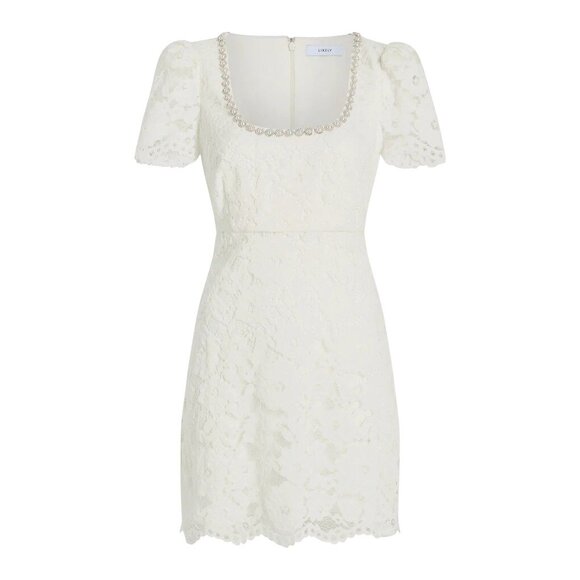 LIKELY Isa Dress in White 6 New Womens Lace Crystal Pearl Trim Mini - Picture 10 of 15